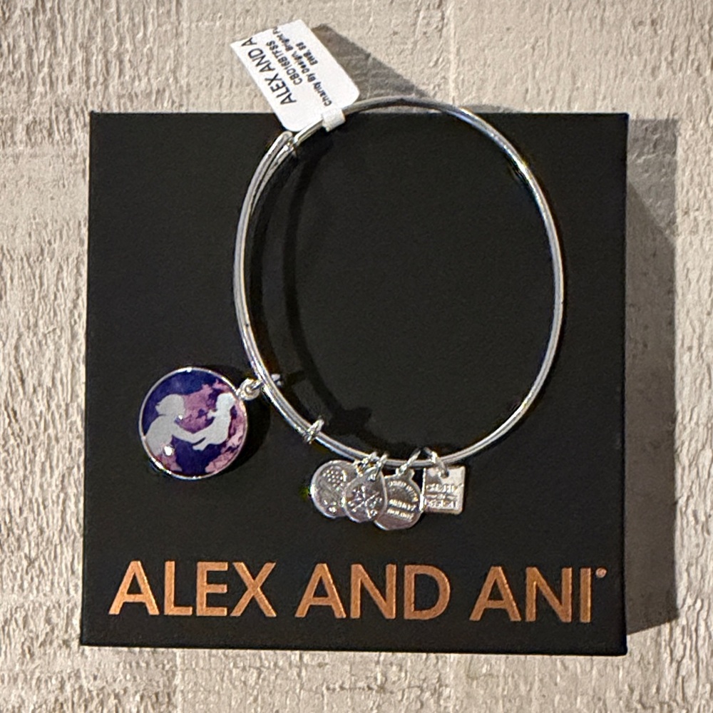 Alex and Ani Silver Bracelet with Purple Charm: BRIGHT FUTURE